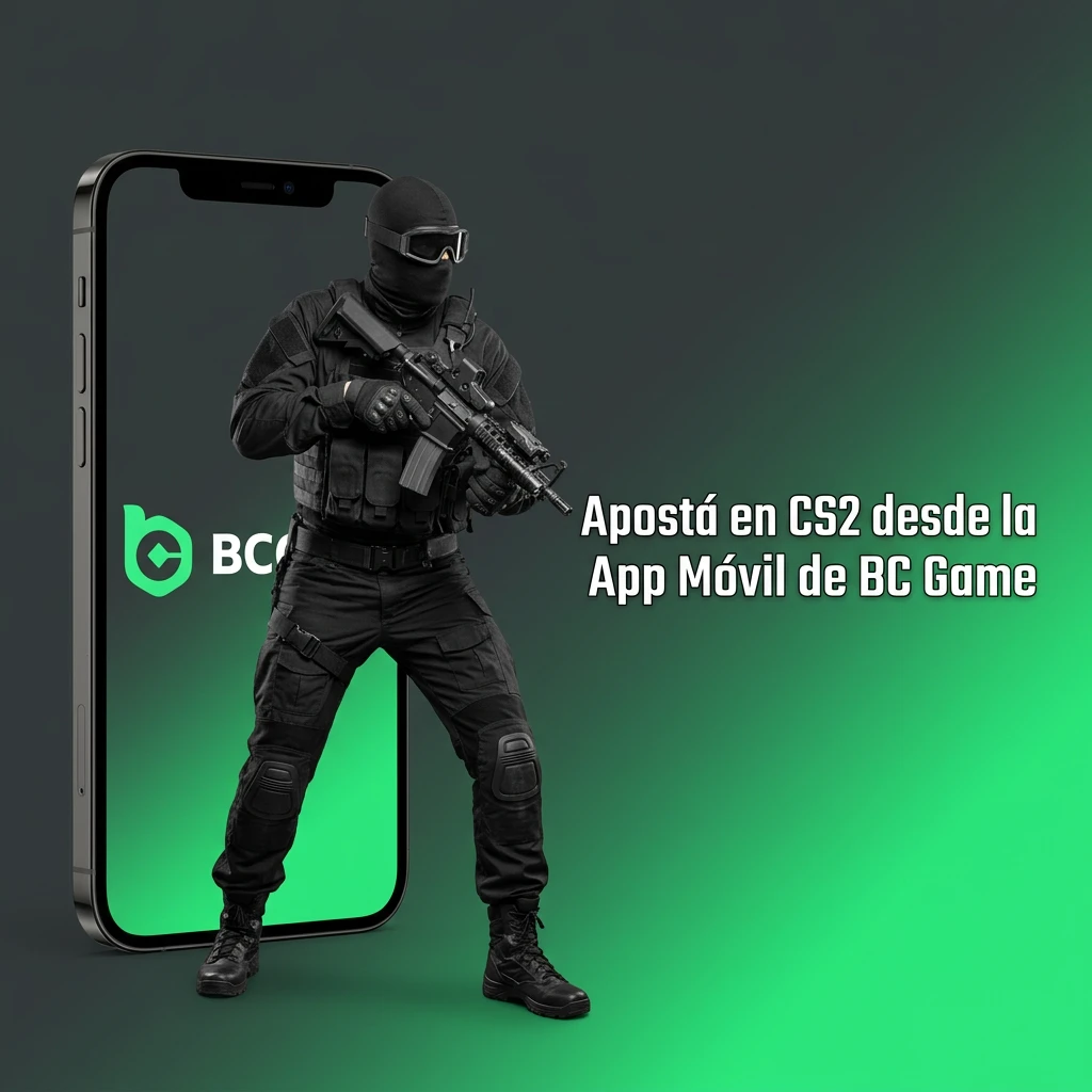 BC Game mobile app interface showing CS2 esports betting options on Android and iOS devices