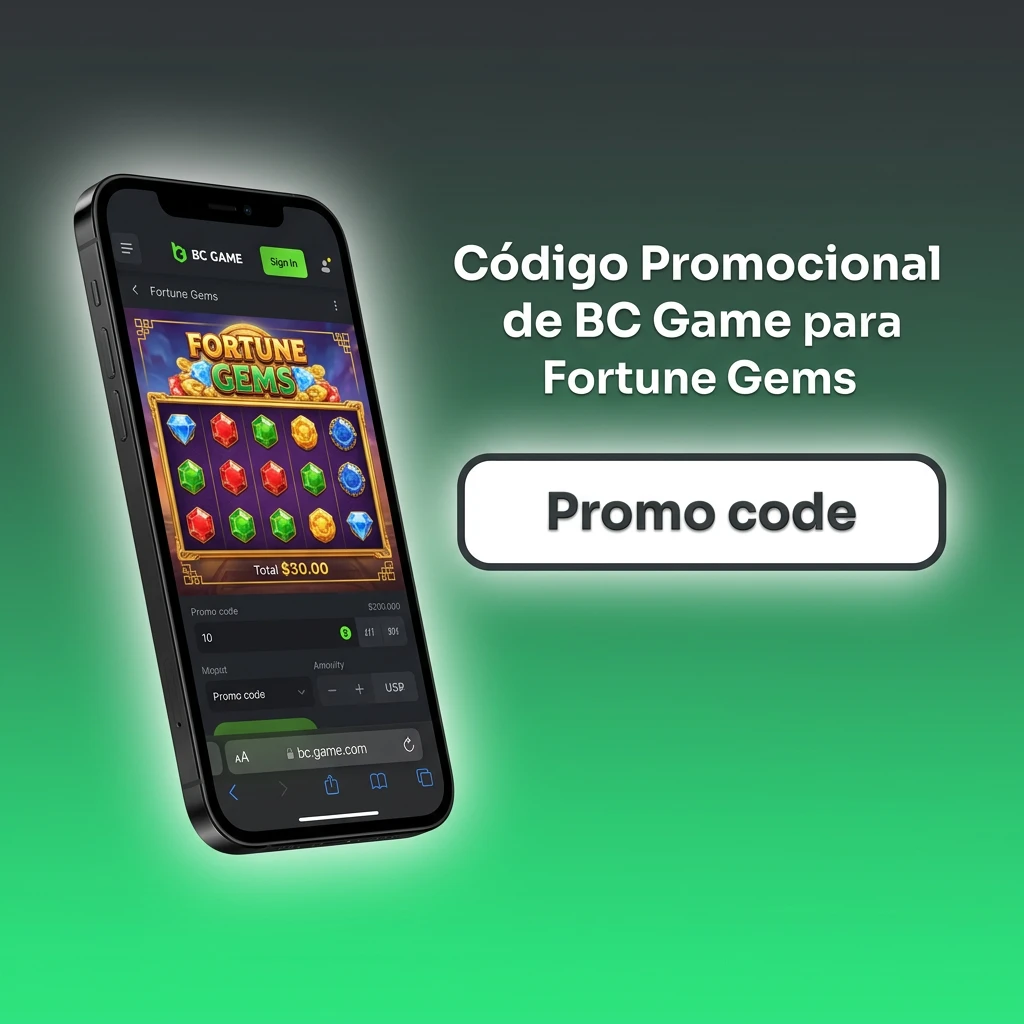 Código promocional BCBONUS de BC Game para Fortune Gems con campo de registro destacado