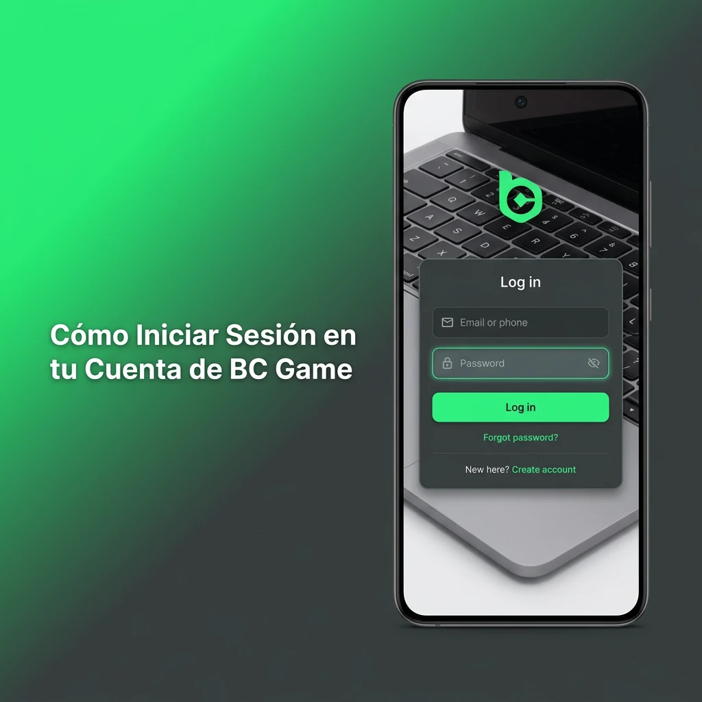BC Game login page with step-by-step sign-in process showing credentials entry and two-factor authentication